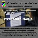 5ª SESSÃO EXTRAORDINÁRIA SERÁ REALIZADA DE FORMA ONLINE PARA VOTAÇÃO DE DOIS PROJETOS DE LEIS RELATIVOS A REPASSES AO HOSPITAL DE CARIDADE