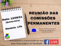 ACOMPANHE AMANHÃ, 12 DE AGOSTO ÀS 17 HORAS, REUNIÃO DAS COMISSÕES PERMANENTES