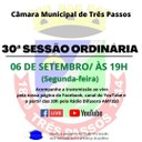 ACOMPANHE HOJE, 06 DE SETEMBRO, A 30ª SESSÃO ORDINÁRIA