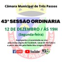 ACOMPANHE HOJE, 12 DE DEZEMBRO, A 43ª SESSÃO ORDINÁRIA DE 2022