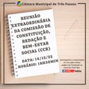 ACOMPANHE HOJE, 14 DE DEZEMBRO, ÀS 18H30MIN, A REUNIÃO EXTRAORDINÁRIA DA CCR