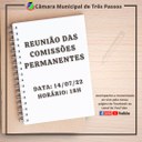 ACOMPANHE HOJE, 14 DE JULHO, ÀS 18H, A REUNIÃO DAS COMISSÕES PERMANENTES 