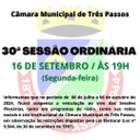 ACOMPANHE HOJE, 16 DE SETEMBRO, A 30ª SESSÃO ORDINÁRIA DE 2024