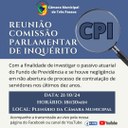 ACOMPANHE HOJE, 21 DE OUTUBRO, ÀS 18H30MIN, A REUNIÃO DA CPI COM A LEITURA DO RELATÓRIO FINAL