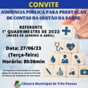 AUDIÊNCIA PÚBLICA PARA A PRESTAÇÃO DE CONTAS DA GESTÃO DA SAÚDE REF. 1º QUADRIMESTRE DE 2023 (MESES DE JANEIRO A ABRIL)