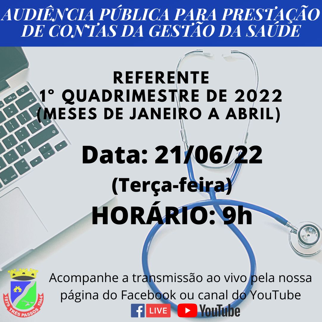 AUDIÊNCIA PÚBLICA PARA A PRESTAÇÃO DE CONTAS DA GESTÃO DA SAÚDE REF. 1º QUADRIMESTRE (MESES DE JANEIRO A ABRIL)