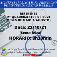 AUDIÊNCIA PÚBLICA PARA A PRESTAÇÃO DE CONTAS DA GESTÃO DA SAÚDE REF. 2º QUADRIMESTRE (MESES DE MAIO A AGOSTO)