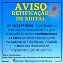 AVISO DE RETIFICAÇÃO AO EDITAL