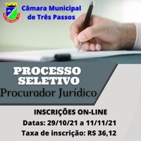 Câmara de Vereadores de Três Passos abre Processo Seletivo para Procurador Jurídico