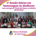 CÂMARA DE VEREADORES REALIZA A 1ª SESSÃO SOLENE EM HOMENAGEM ÀS MULHERES