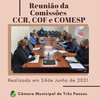 COMISSÕES ESTIVERAM REUNIDAS NA TARDE DE ONTEM (24 DE JUNHO)