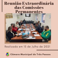 COMISSÕES PERMANENTES SE REUNIRAM DE FORMA EXTRAORDINÁRIA NA TARDE DESTA QUINTA-FEIRA, 15 DE JULHO