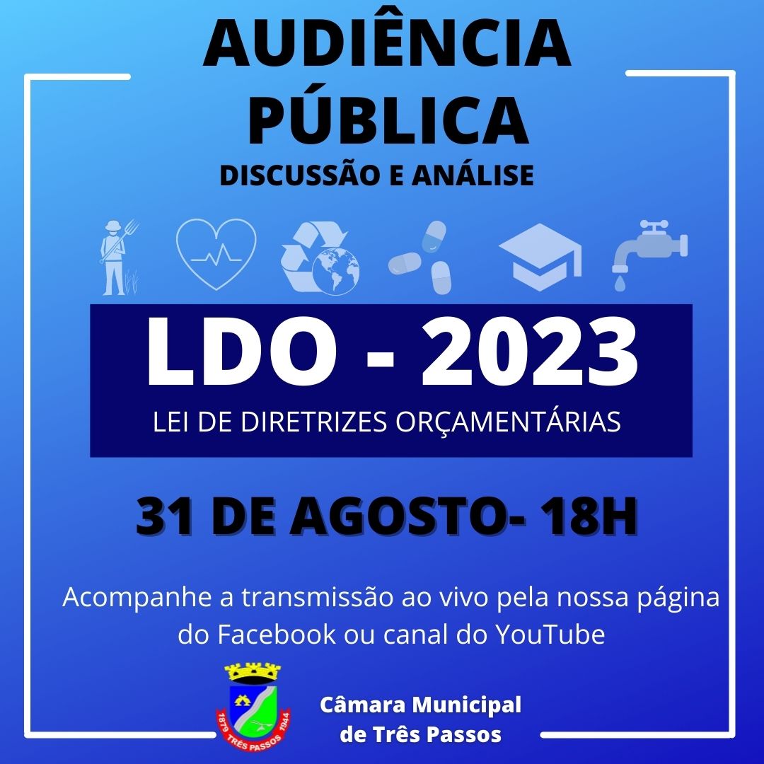 CONVITE PARA AUDIÊNCIA PÚBLICA: DISCUSSÃO E ANÁLISE DA LDO-2023