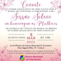 CONVITE: Sessão Solene em homenagem às Mulheres