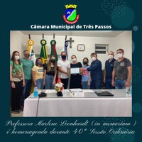 ESCOLA MUNICIPAL DE EDUCAÇÃO INFANTIL RECEBERÁ O NOME DE "PROFESSORA MARLENE LEONHARDT" 