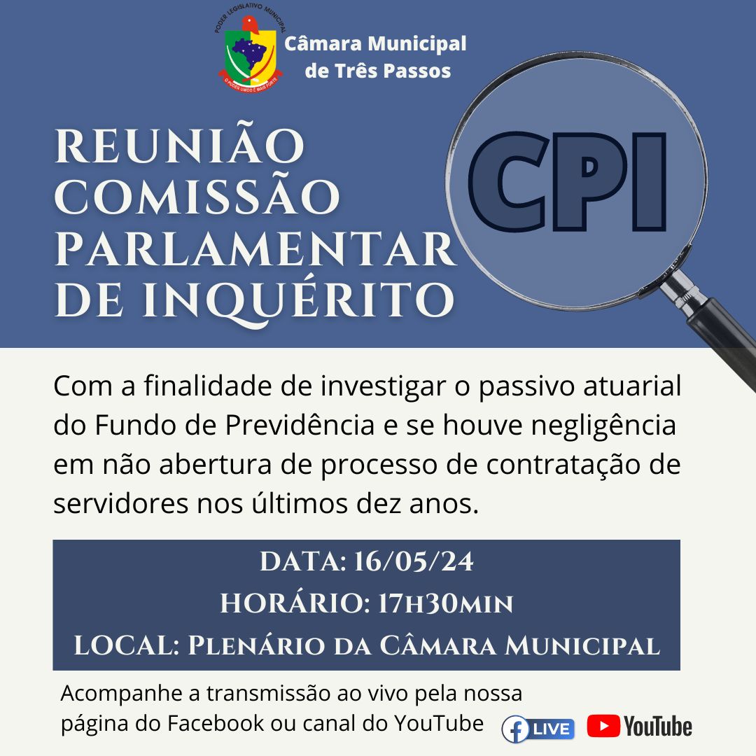 NOVA CPI SERÁ INSTAURADA NA CÂMARA MUNICIPAL