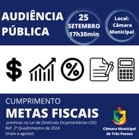 PARTICIPE DA AUDIÊNCIA PÚBLICA DAS METAS FISCAIS DA LDO 2º QUADRIMESTRE DE 2024