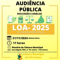 PARTICIPE DA AUDIÊNCIA PÚBLICA PARA DISCUSSÃO E ANÁLISE DA LOA 2025