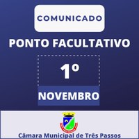 Ponto Facultativo: Segunda-feira, 1º de Novembro