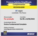 Processo Seletivo Simplificado Complementar para RECENSEADOR encerra amanhã 15/06