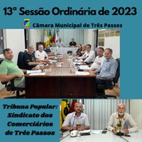 REALIZADA A 13ª SESSÃO ORDINÁRIA DE 2023 