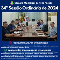 REALIZADA A 34ª SESSÃO ORDINÁRIA DE 2024 