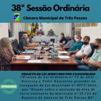 REALIZADA A 38ª SESSÃO ORDINÁRIA