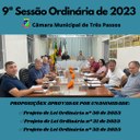 REALIZADA A 9ª SESSÃO ORDINÁRIA DE 2023