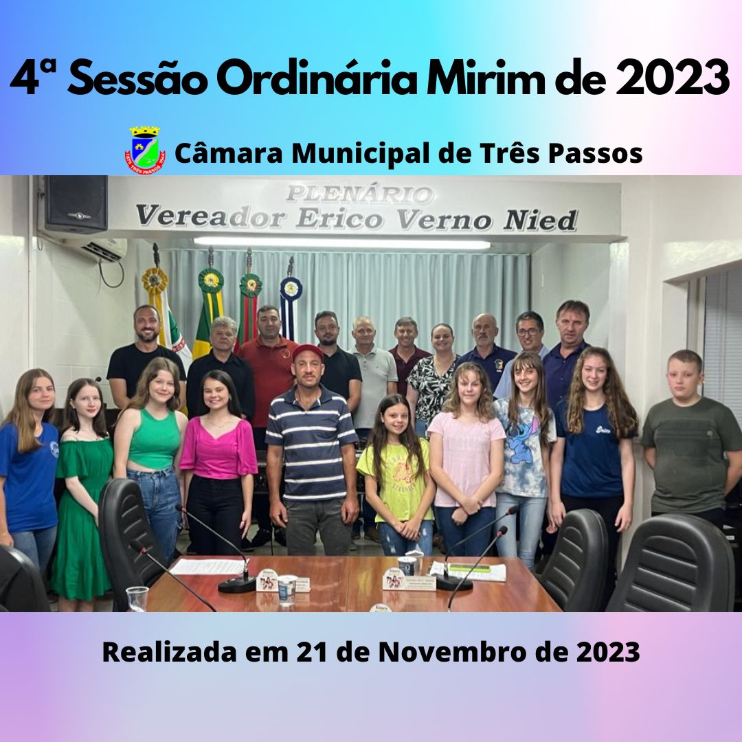 REALIZADA A ÚLTIMA SESSÃO ORDINÁRIA MIRIM DE 2023 