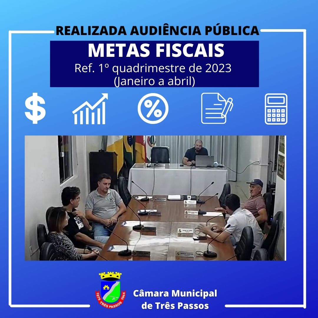 REALIZADA AUDIÊNCIA PÚBLICA PARA ANÁLISE DO CUMPRIMENTO DAS METAS FISCAIS PREVISTAS NA LDO - REF. 1º QUADRIMESTRE DE 2023 