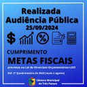 REALIZADA AUDIÊNCIA PÚBLICA PARA ANÁLISE DO CUMPRIMENTO DAS METAS FISCAIS PREVISTAS NA LDO- REF. 2º QUADRIMESTRE DE 2024 