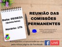 REUNIÃO DAS COMISSÕES PERMANENTES ACONTECERÁ HOJE, 05 DE AGOSTO