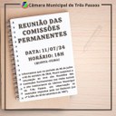 REUNIÃO DAS COMISSÕES PERMANENTES SERÁ REALIZADA HOJE (11/07) ÀS 18H